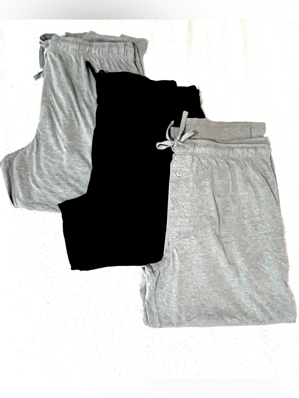 Fruit of the Loom Men's Drawstring Lounge Pants Lot of 3 - 1 Black & 2 Gray